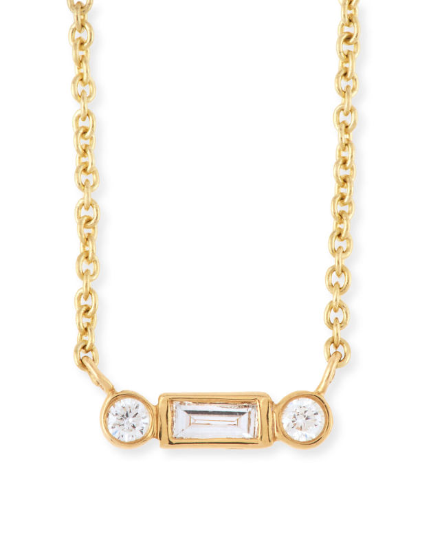 BAGUETTE AND BEZEL NECKLACE